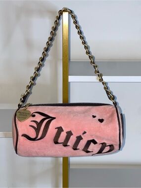 Vintage Juicy Couture Pink Velour Barrel Shoulder Bag